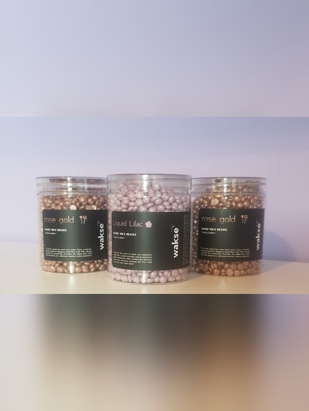 Wakse Rose Gold-2 & Liquid Lilac-1 Hard Wax Beans-Set Of 3!